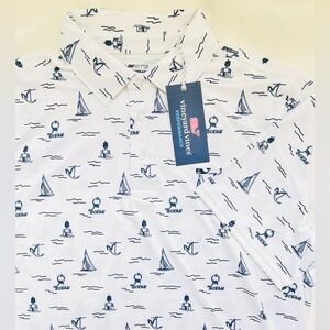 Vineyard Vines Big Kid White Nautical Print Shirt NWT XL Kids